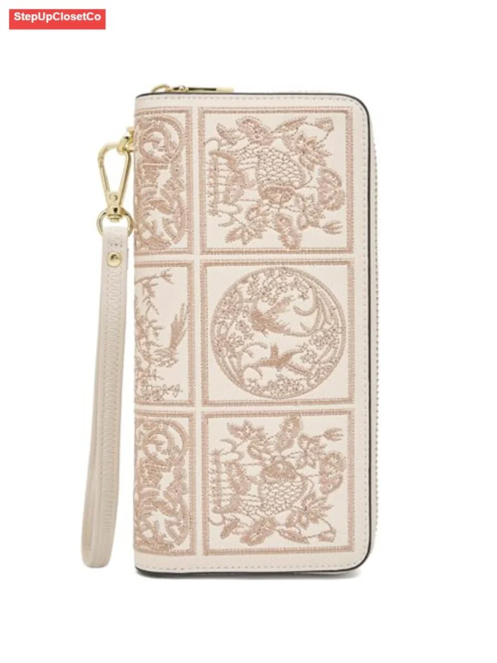Leather Wallets for Women RFID Blocking Zipper Wristlet Clutch